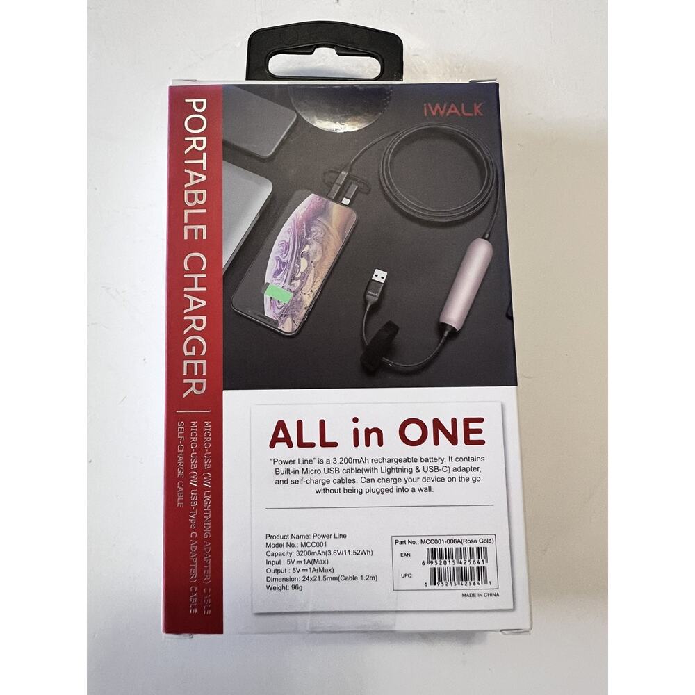 iwalk portable charger 3200mah All In One Rose